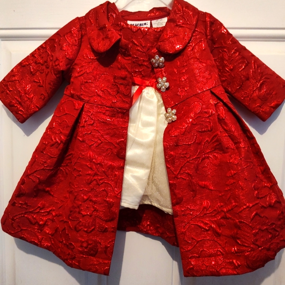 3/6 mo Girls Formal Dress Red and White
